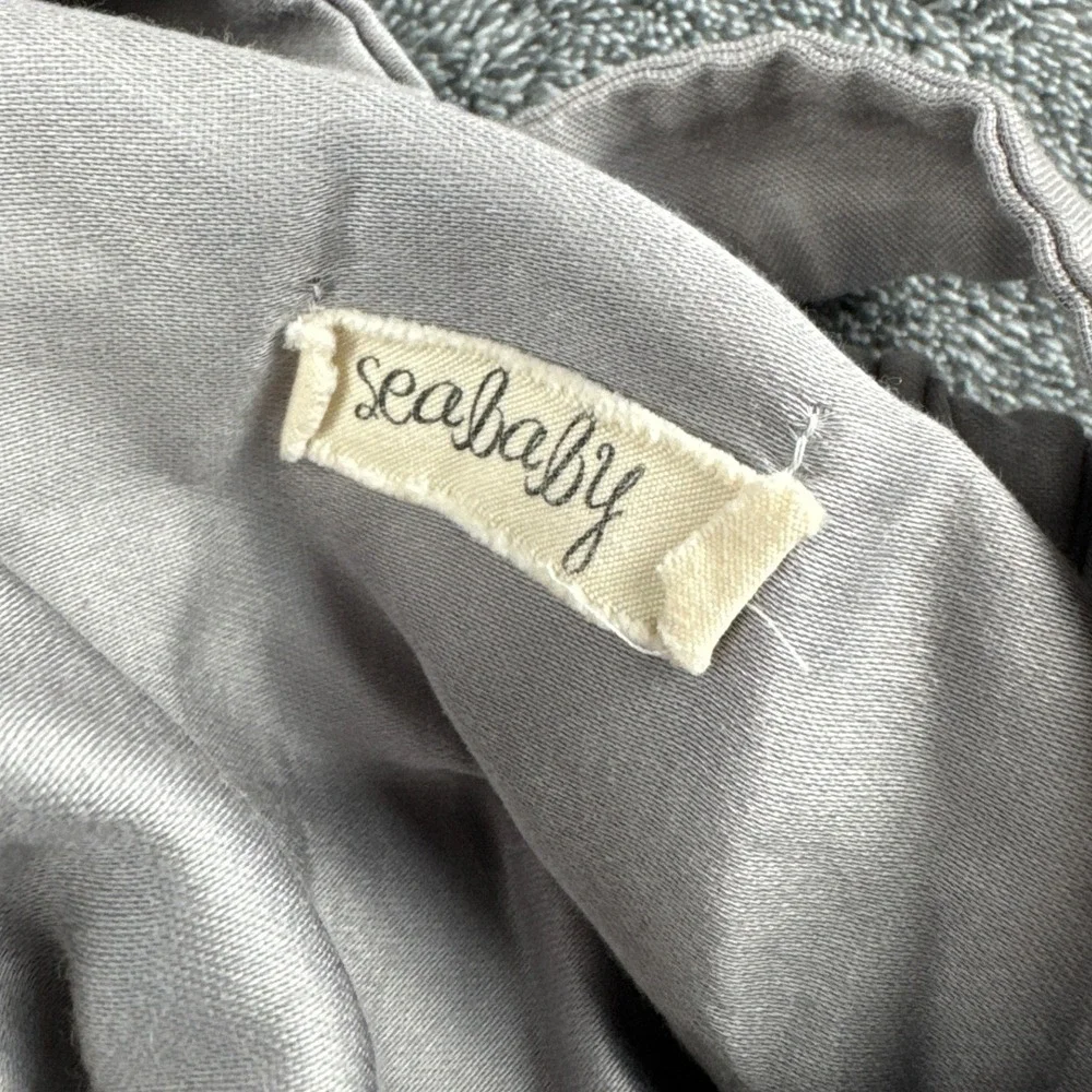 SeaBaby Gray Embroidered Bubble Romper Sleeveless‎ Tassel Detail Baby One Piece